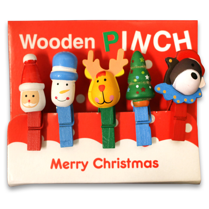 クリスマス木製ピンチセット