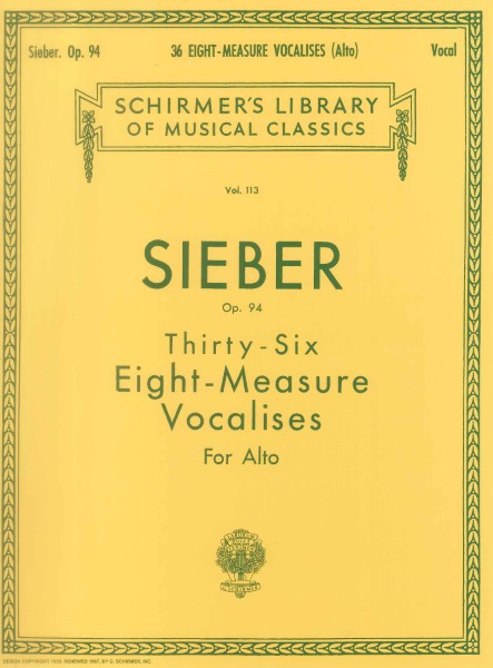 輸入　36の8小節のヴォカリーズ　Op.　94　(アルト)　36 EightMeasure Vocalises Op. 94 (Alto) /Ferdinand Sieber