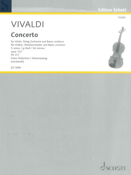 輸入　バイオリンソロ　ヴァイオリン協奏曲　ト短調　作品１２　第１番　ＲＶ３１７　（Ｖｉｏｌｉｎ　＆　Ｐｉａｎｏ）　Violin Concerto G Minor Op. 12 No. 1 RV317/PV343 /Antonio Vivaldi