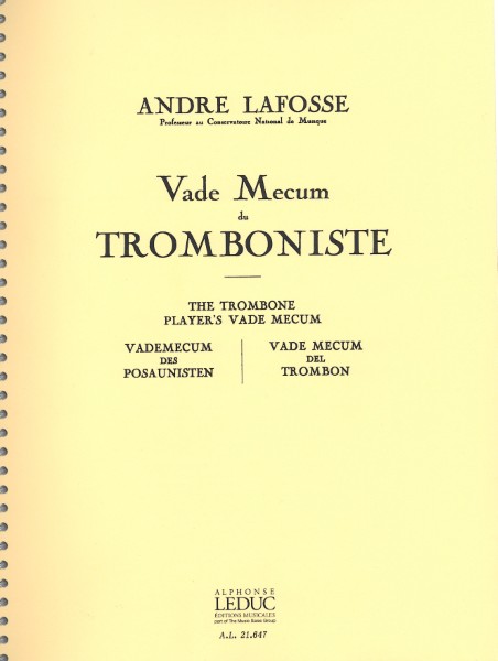 輸入　トロンボーンソロ　トロンボーン奏者の「座右の銘」　Vade Mecum du Trombonist /Andre Lafosse