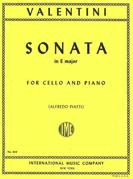 ＭＳＯＣＨ１６０　輸入　ソナタ・ホ長調（ジュゼッペ・ヴァレンティーニ）（チェロ+ピアノ）【SonatainEmajor】
