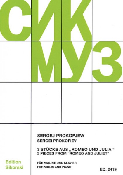 MSOVN969　輸入　3つの小品「ロミオとジュリエット」より(セルゲイ・プロコフィエフ)(ヴァイオリン+ピアノ)【3PiecesfromRomeoandJuliet】