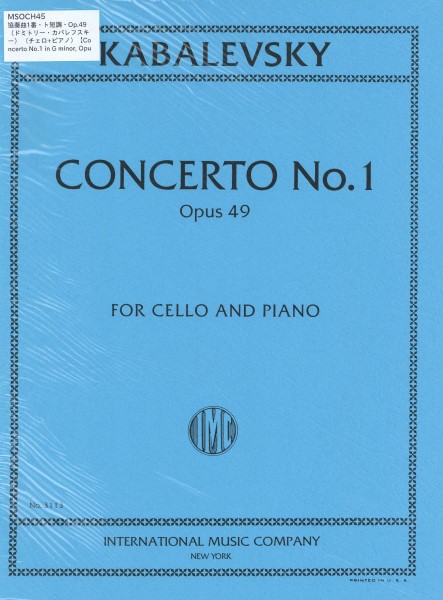 ＭＳＯＣＨ４５　輸入　協奏曲1番・ト短調・Op.49（ドミトリー・カバレフスキー）（チェロ+ピアノ）【ConcertoNo.1inGminorOpus49】