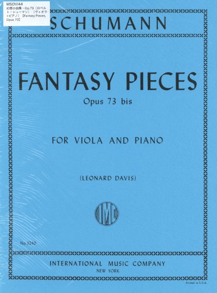 MSOVI44　輸入　幻想小曲集・Op.73(ロベルト・シューマン)(ヴィオラ+ピアノ)【FantasyPiecesOpus73】