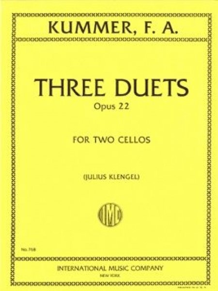 IECH121　輸入　3つのデュエット・Op.22(フリードリヒ・アウグスト・クンマー)(チェロ二重奏)【ThreeDuetsOpus22】