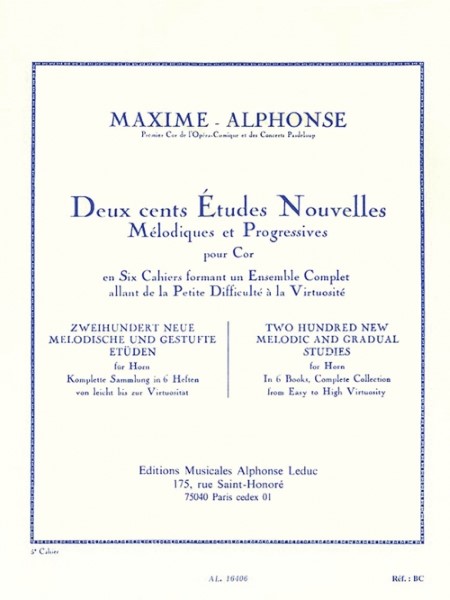 MSOHR954　輸入　新しい200のホルン練習曲・第5巻(マキシム・アルフォンス)(ホルン)【200NewMelodicandGradualStudiesforHornBook5:20】