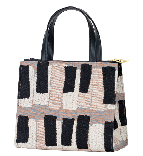 モノピアノ　ツインファスナー手さげバッグ　グレージュ