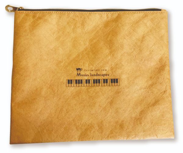 クラフト風フラットポーチ　Ｍｕｓｉｃ　ｌａｎｄｓｃａｐｅ