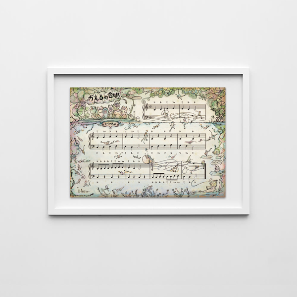 飾りたくなる楽譜　かえるの合唱（カラー）