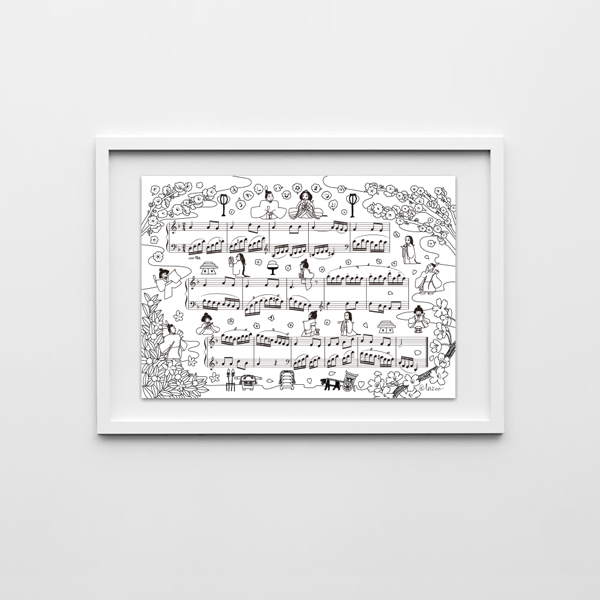 飾りたくなる楽譜　うれしいひなまつり（モノクロ）