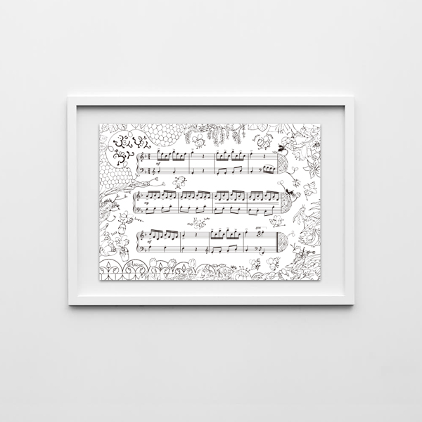 飾りたくなる楽譜　ぶんぶんぶん（モノクロ）