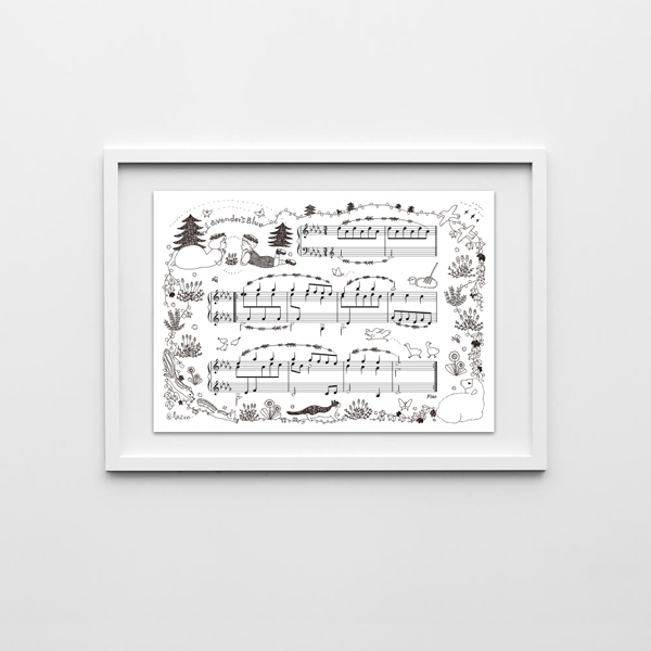 飾りたくなる楽譜　ラベンダーズ・ブルー（モノクロ）