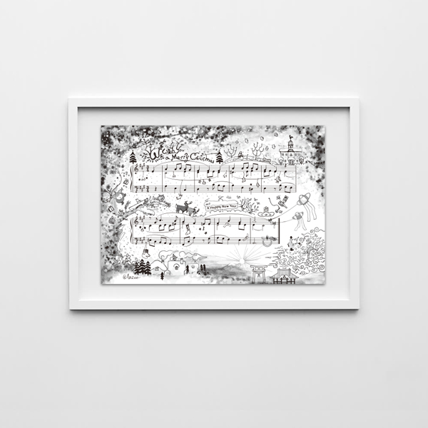 飾りたくなる楽譜WE WISH YOU A MERRY CHRISTMAS（モノクロ）