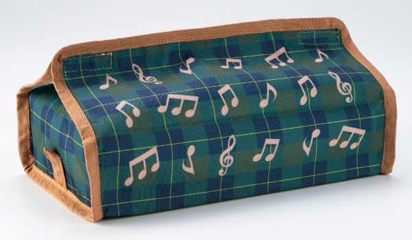 ボックスティッシュケース　音符ブラックウォッチ