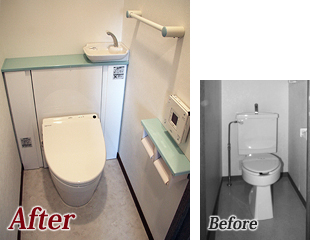 タンク付トイレをタンクレス風にアレンジ